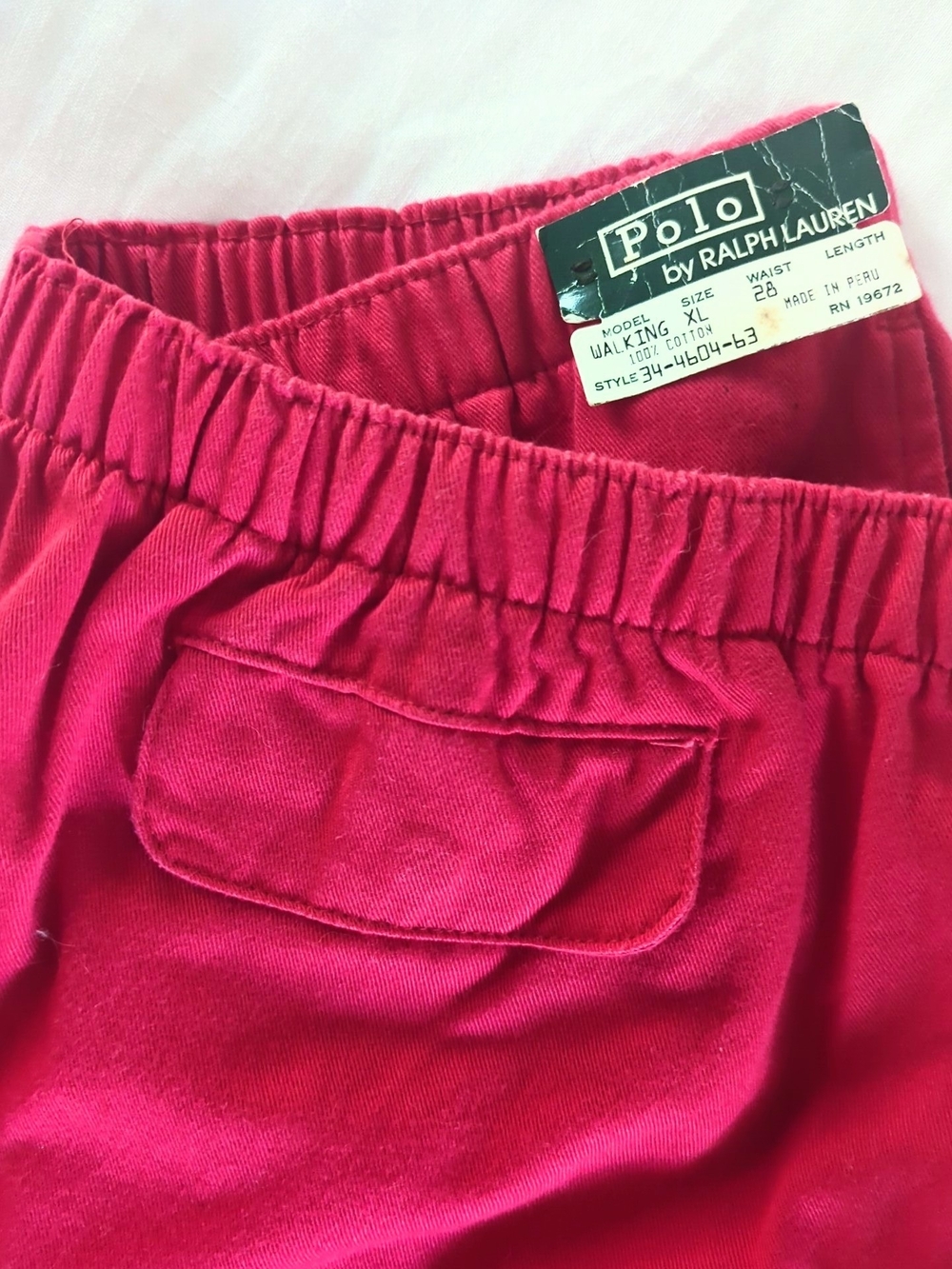 Polo by Ralph Lauren 80s "Walking" Red Elastic Waist Shorts | XL